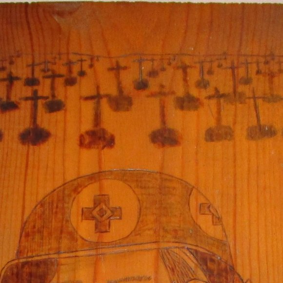 Original Woodburning = Soldier In A Cemetary - Picture 4 of 5